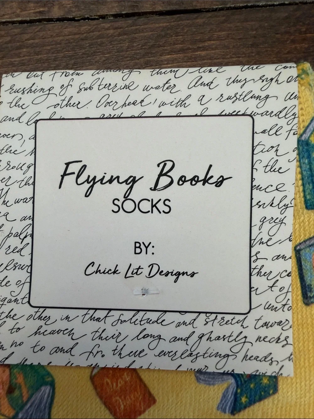 Chick Lit Designs Flying Books Socks Pastel Yellow Bookworm Novelty Socks